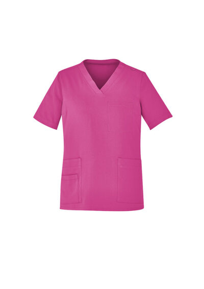 Alternative view of Unisex Pink V-Neck Scrub Top