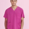 Unisex Pink V-Neck Scrub Top