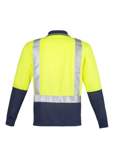 Mens Hi Vis Spliced Long Sleeve Polo - Shoulder Taped - Image 4