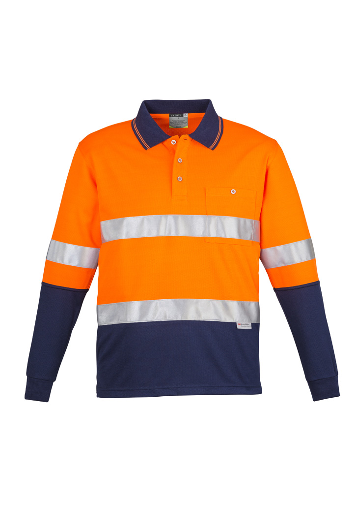Mens Hi Vis Spliced Long Sleeve Polo - Hoop Taped - Image 4
