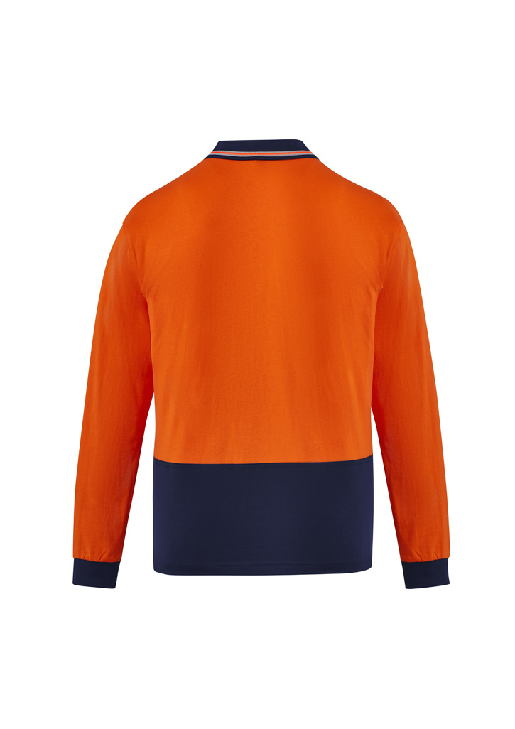 Mens Hi Vis Cotton Long Sleeve Polo - Image 4