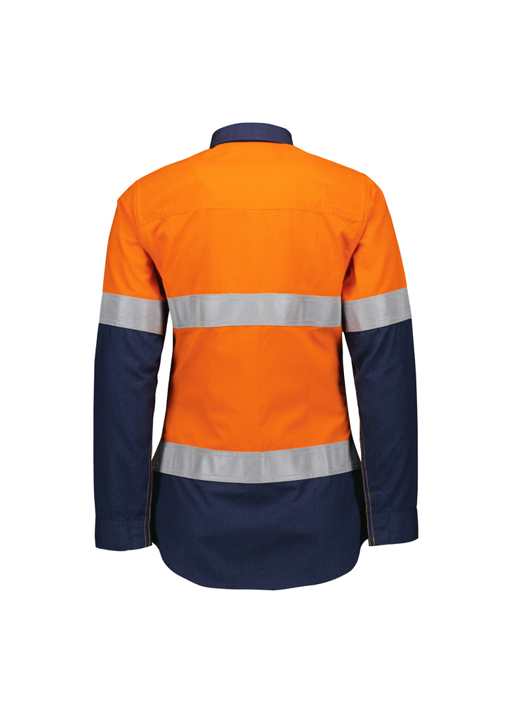 Womens Orange Flame Lightweight Ripstop Taped Shirt - Image 2