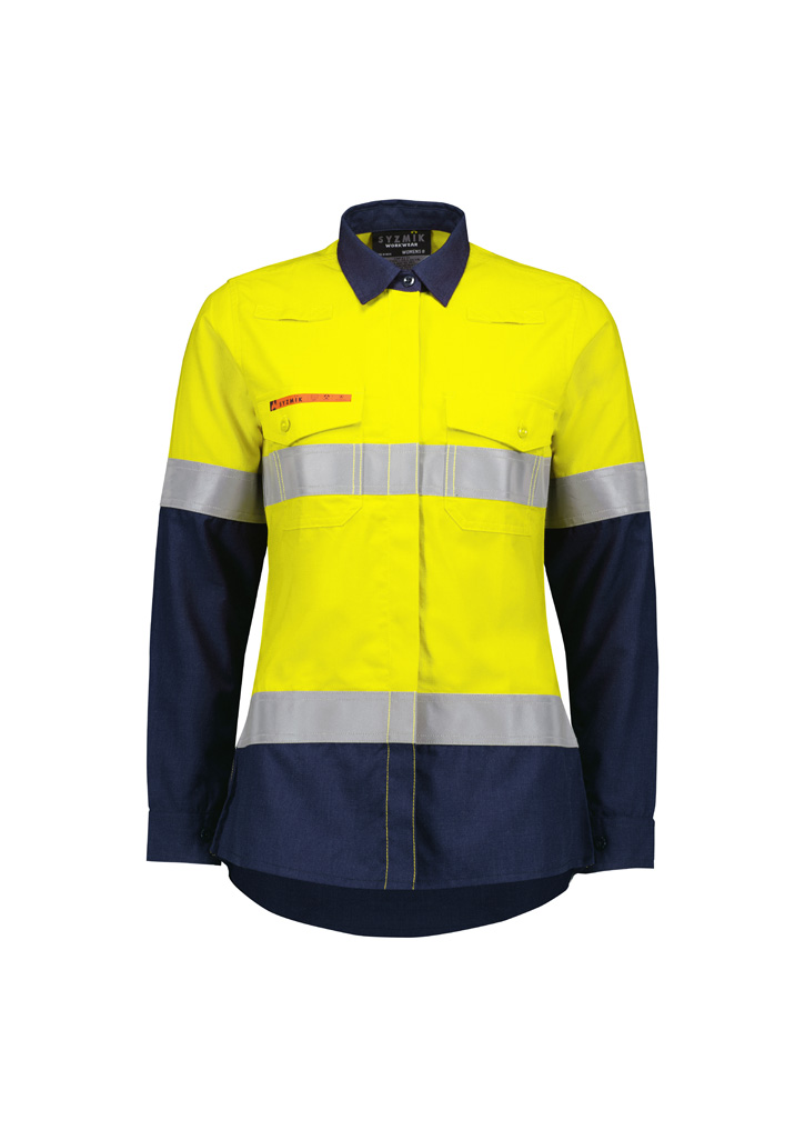 Womens Orange Flame Lightweight Ripstop Taped Shirt - Image 6