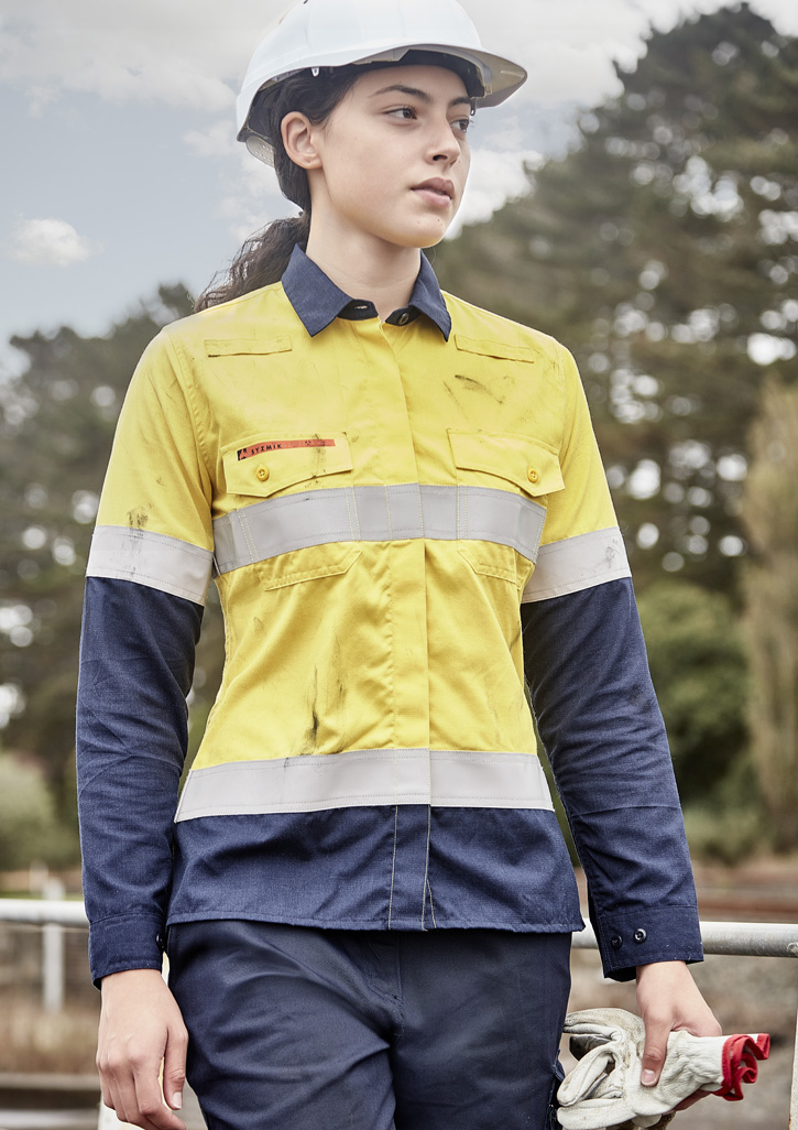 Womens Orange Flame Lightweight Ripstop Taped Shirt - Image 3