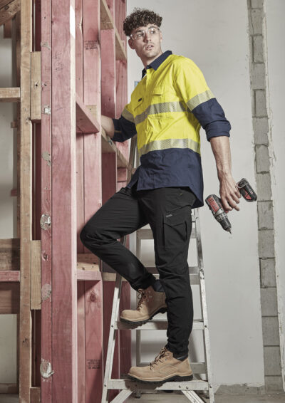 Mens Rugged Cooling Hi Vis Segmented Tape Long Sleeve Shirt