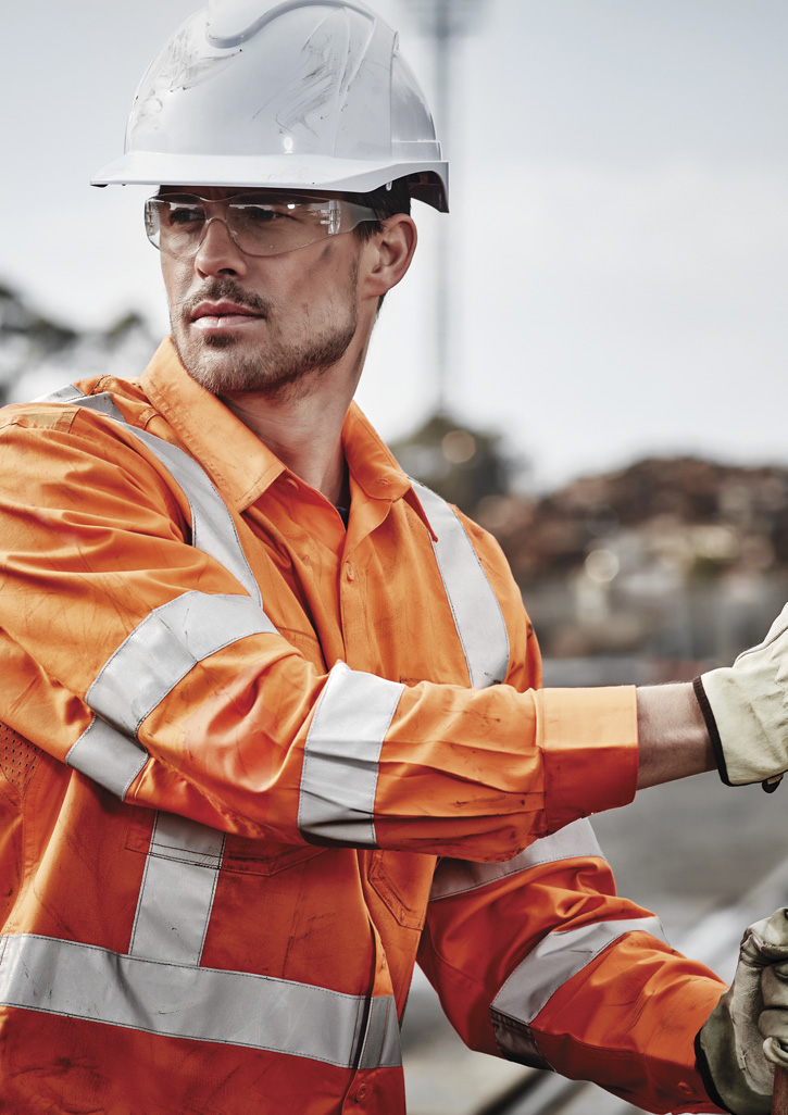 Mens Hi Vis X Back Taped Long Sleeve Shirt - Image 2