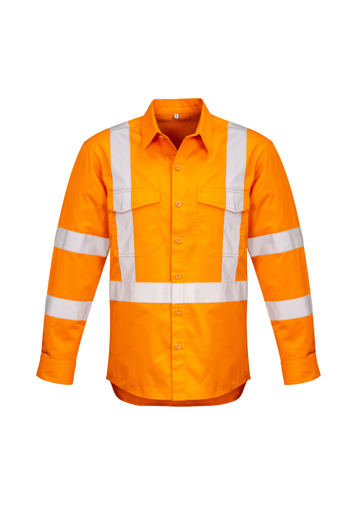 Mens Hi Vis X Back Taped Long Sleeve Shirt - Image 4